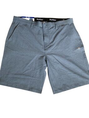 Hurley Light Blue Flat Front Hybrid Walk Shorts Size 36 Quick Dry NEW